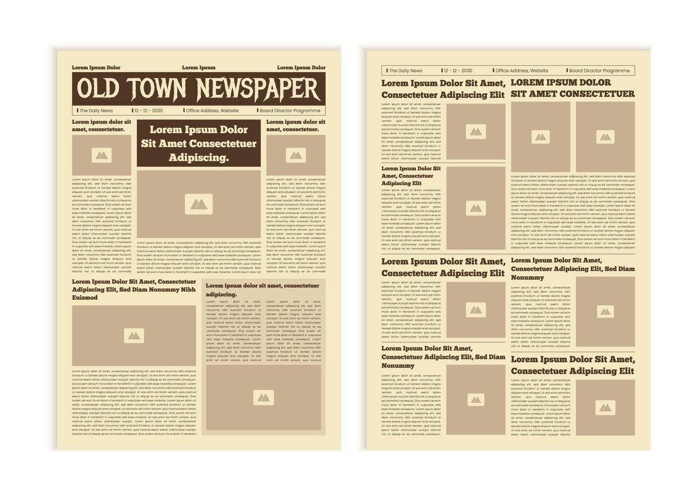 Vintage newspaper layout template design with newsprint text. newspaper antique for article print vector
