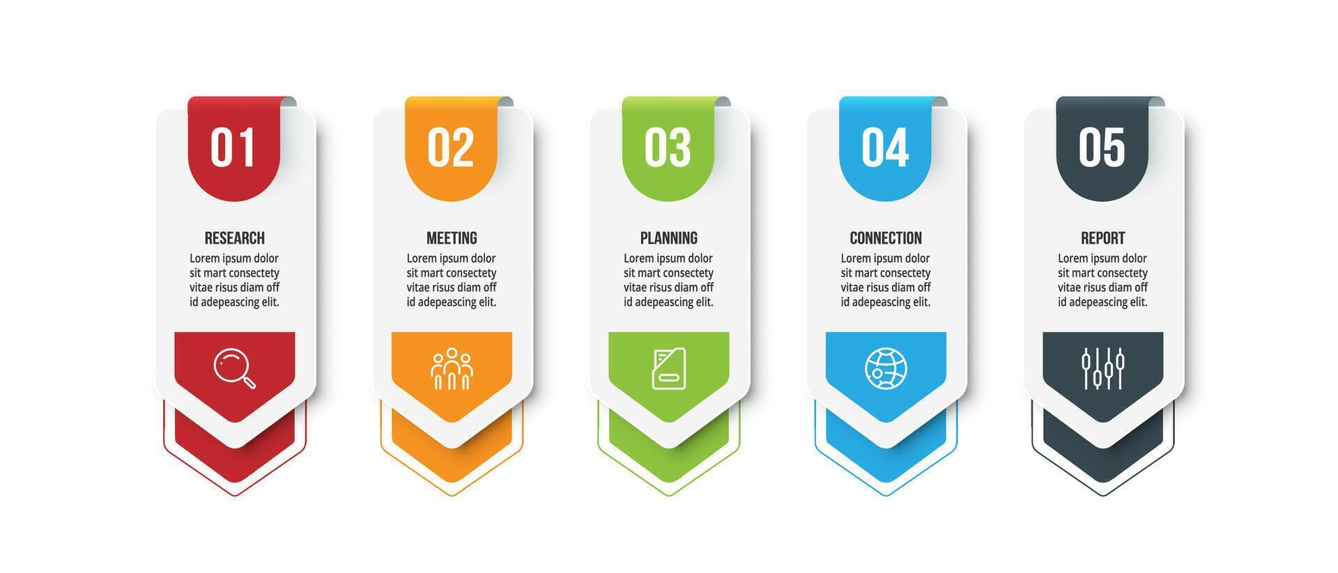 Infographic template with 5 steps. vector