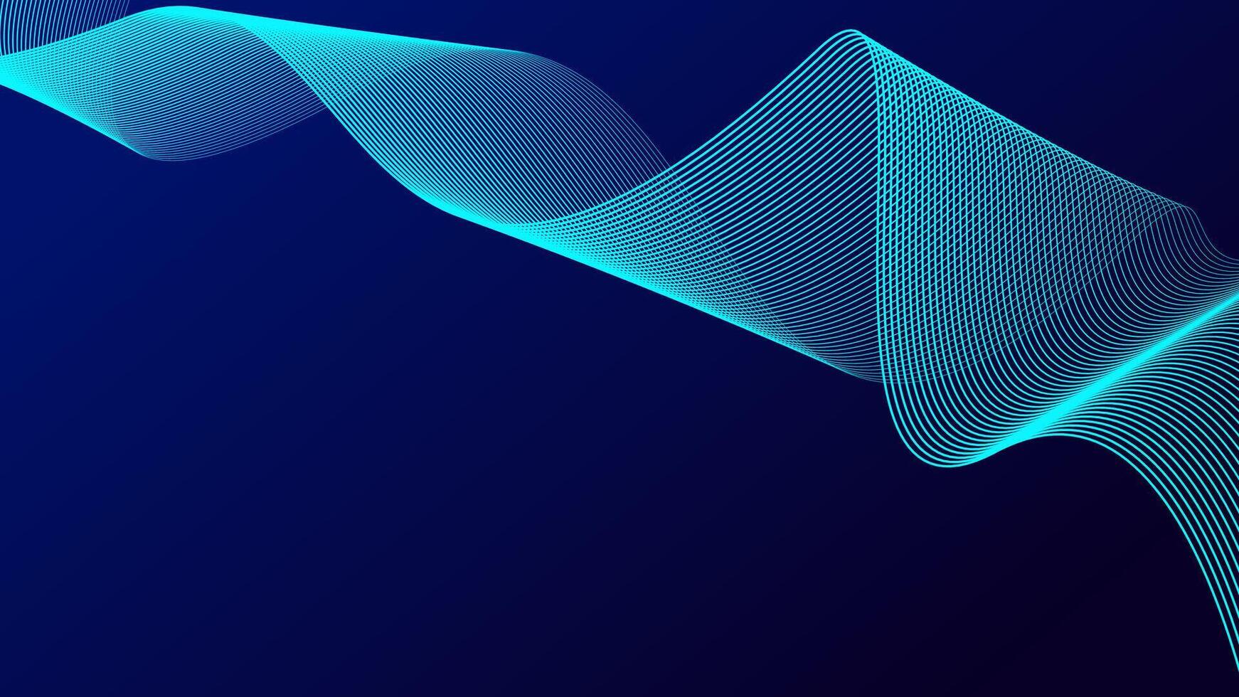 Abstract dark blue background with shiny flowing lines. Futuristic technology concept. vector