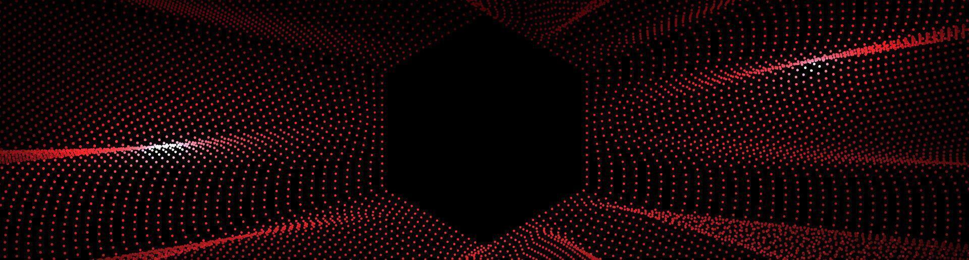 Red hexagon techno background. Big data visualization on dark space with dotted lines effect decoration. Modern graphic design element dots waves style concept for web, flyer, card, or brochure cover vector