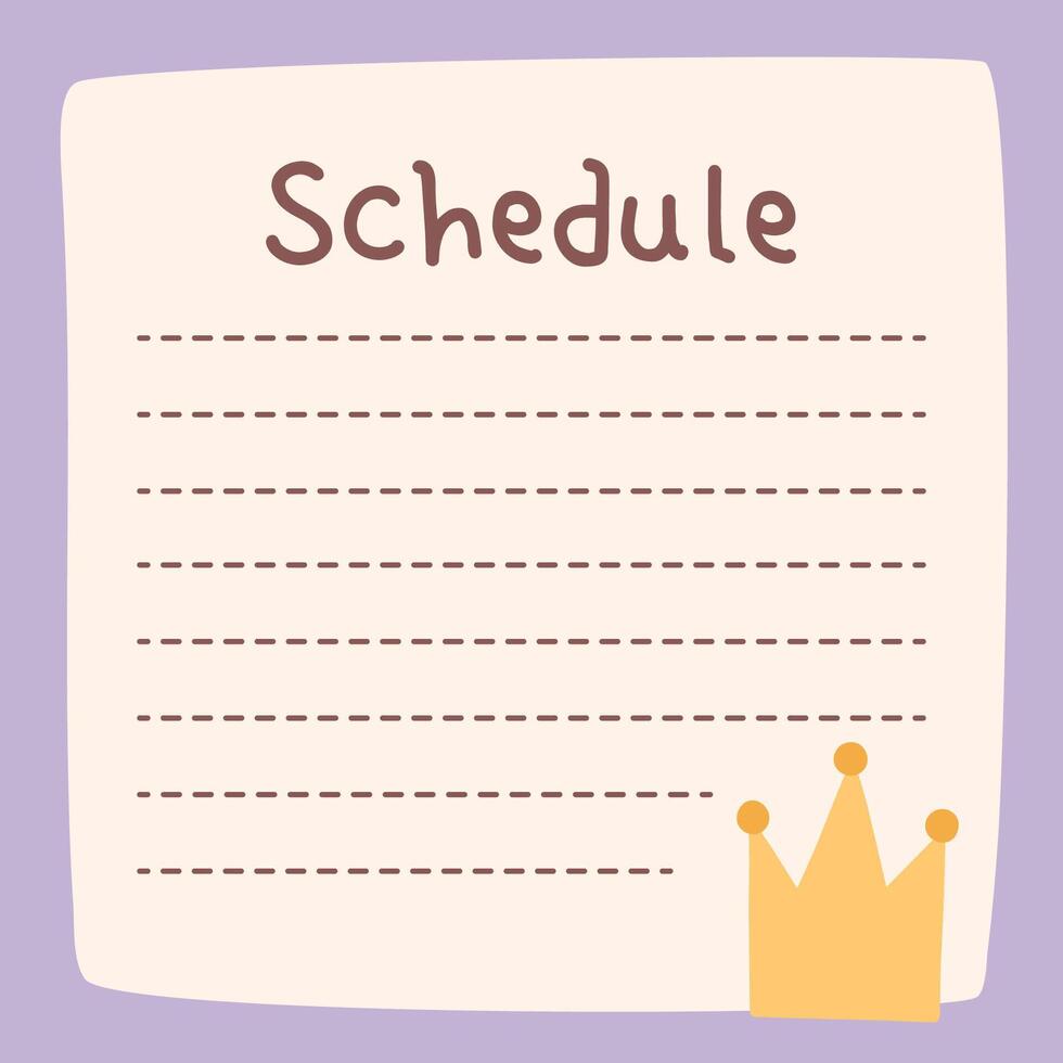 Cute to do list template. Kawaii design of daily planner, schedule or checklist. Perfect for agenda, planning, memo, notes, self-organization. hand-drawn illustration. Stationery for children. vector