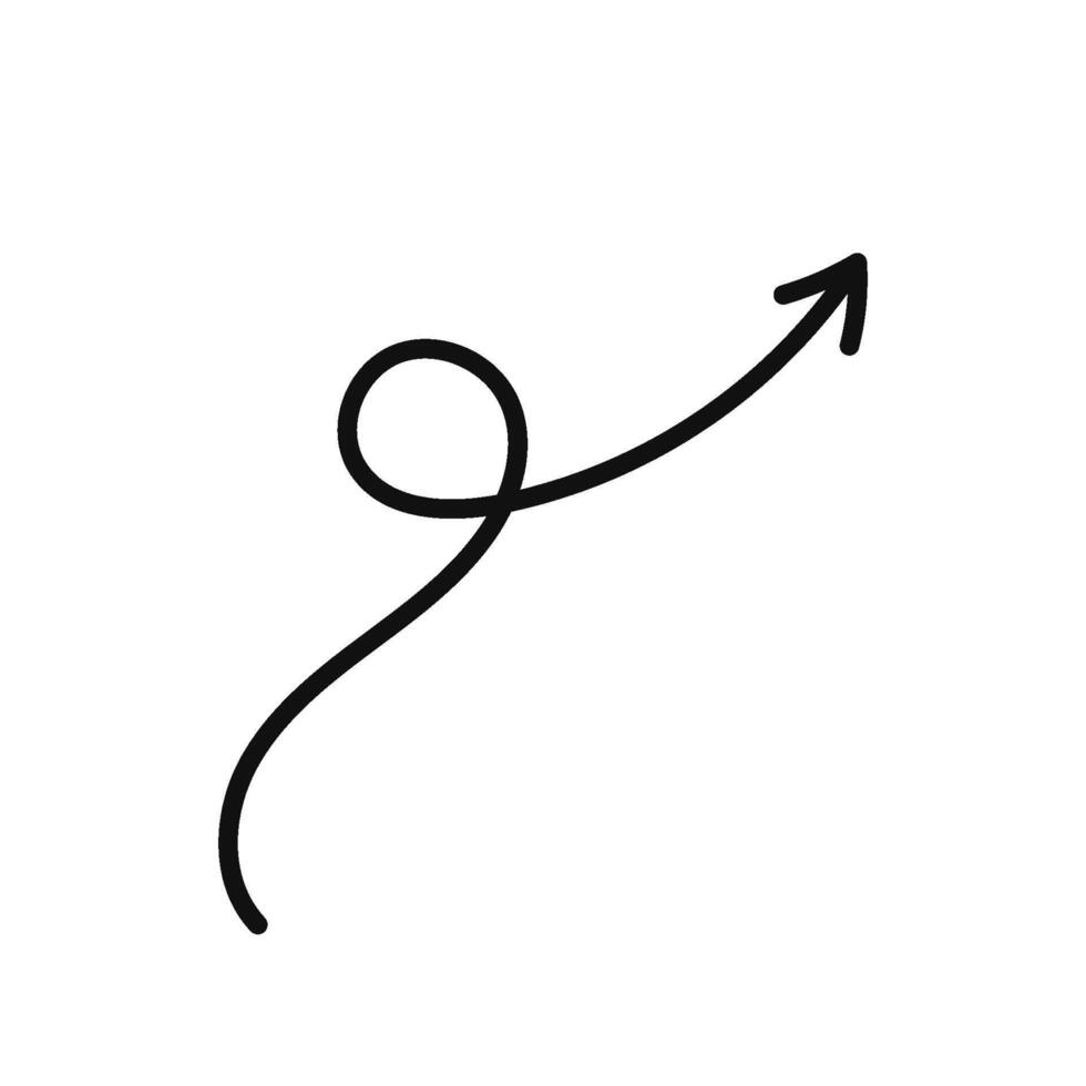 A black and white drawing of an arrow going up vector