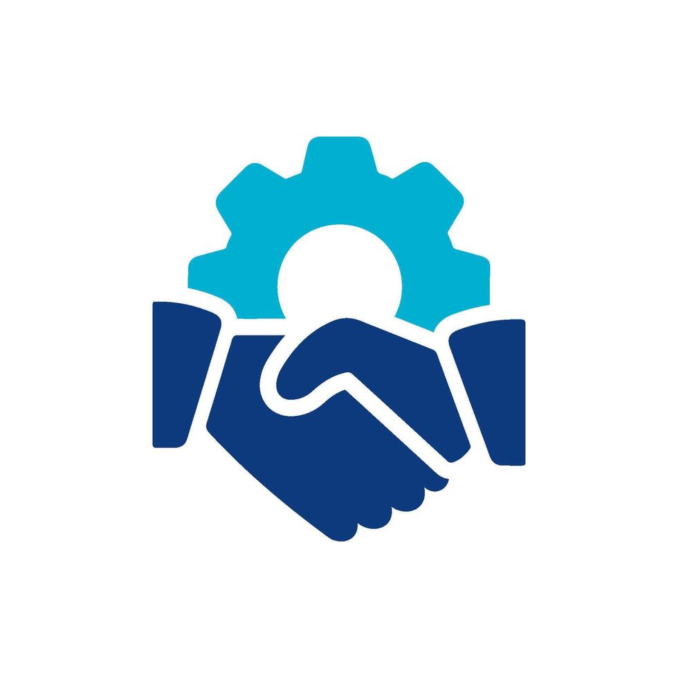 Handshake with Gear Simbolizing Collaboration. illustration vector