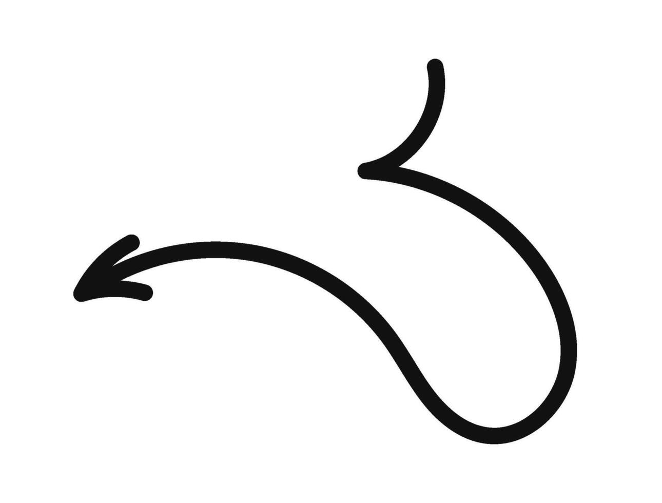 A black and white drawing of a person with a curved arrow vector