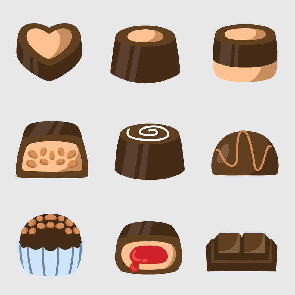 set of chocolate with flat design good for, sticker, element design, icons, poster, etc vector