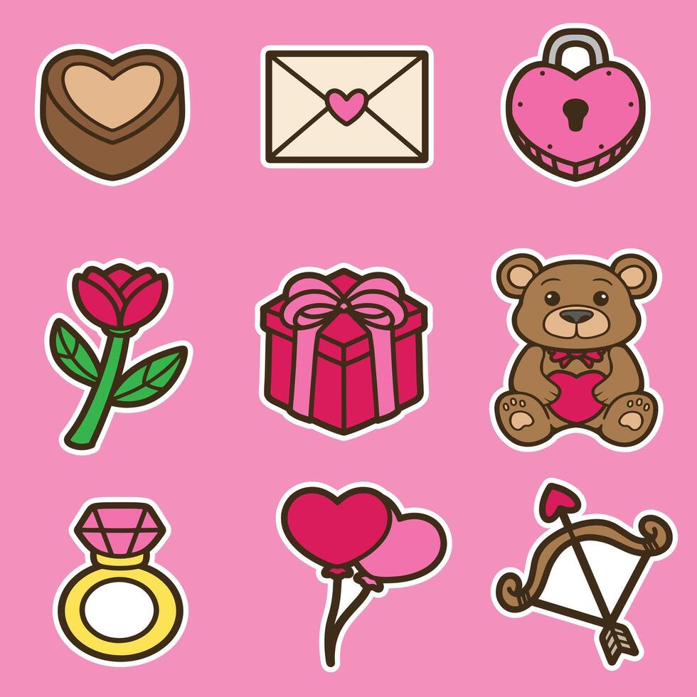 set of valentine good for sticker, badge, element design, printable, icon, etc vector