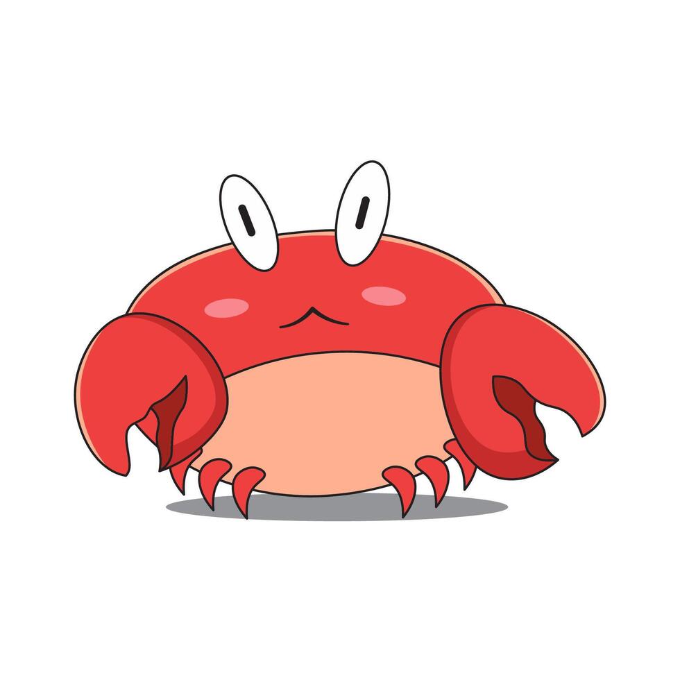 Cute red crab in cartoon style vector