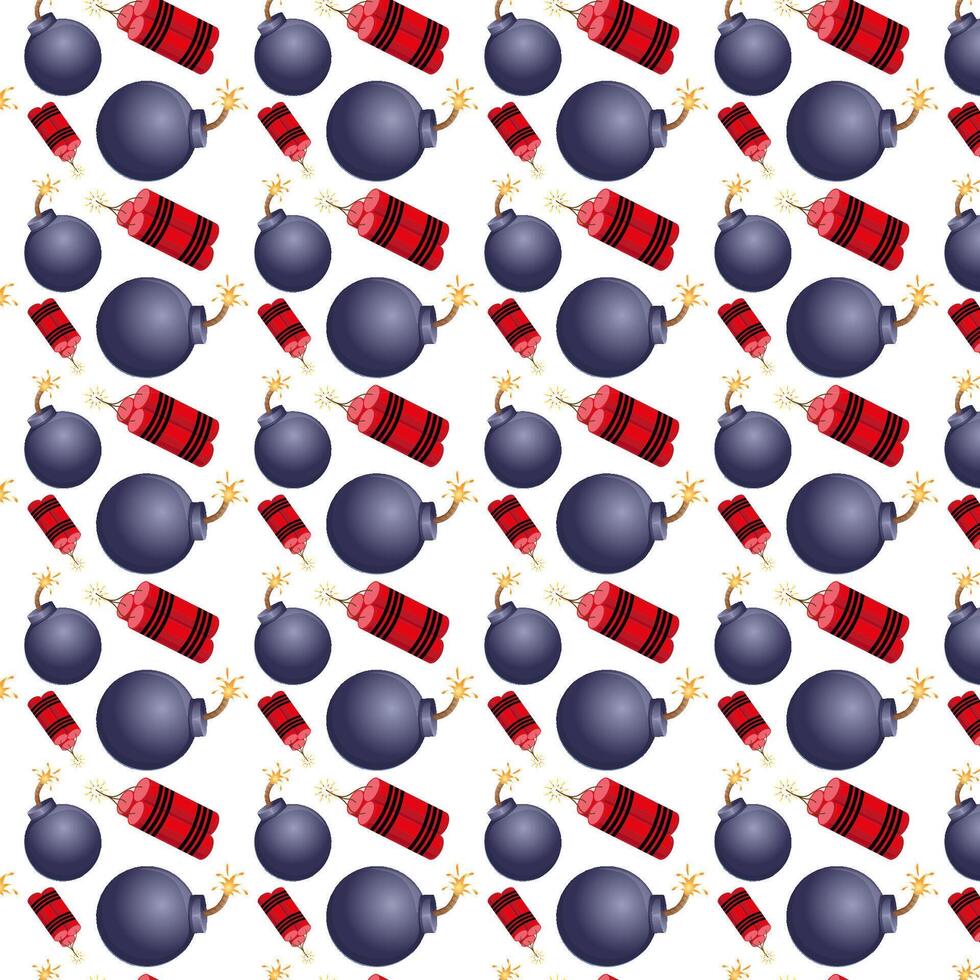 Seamless bomb background and tnt pattern vector