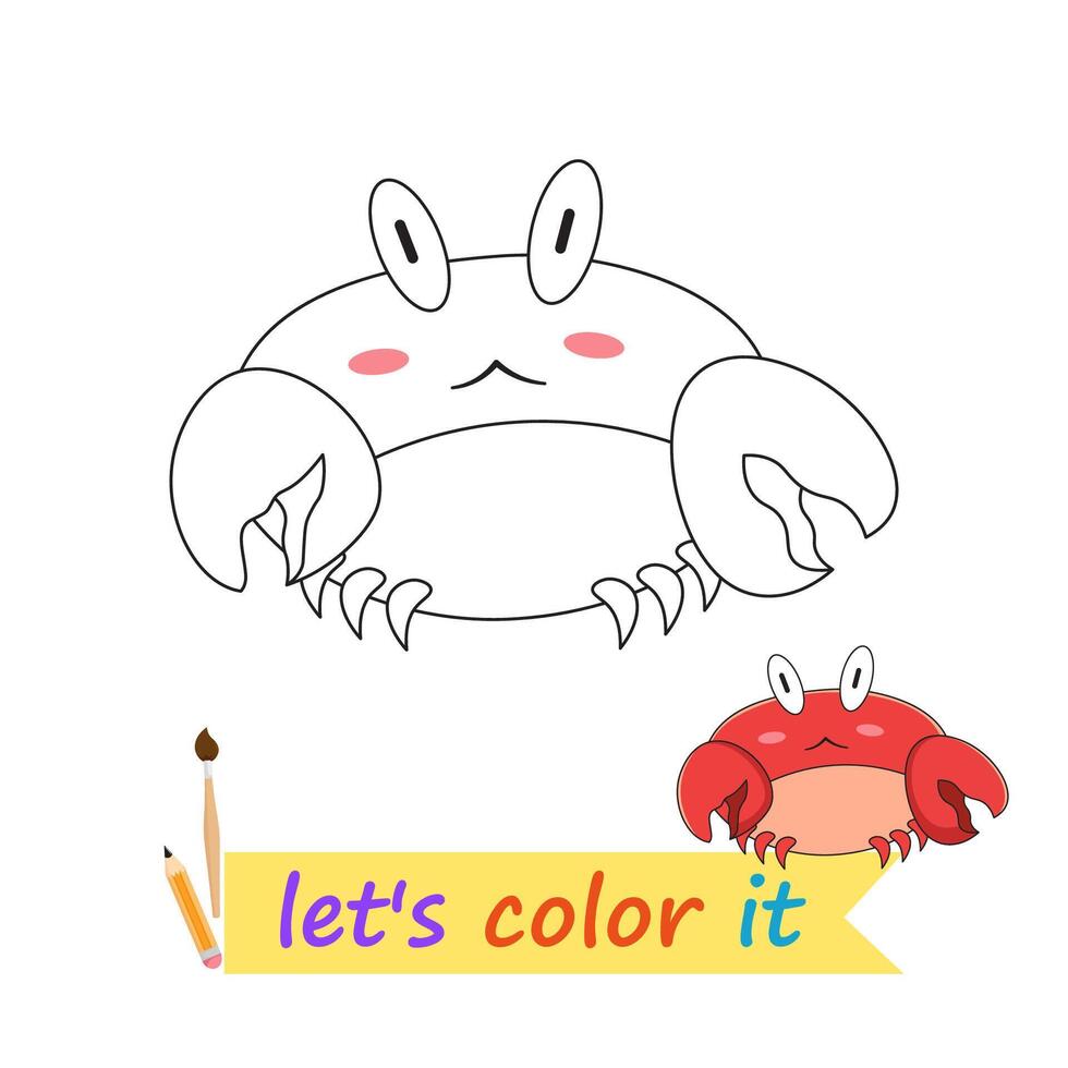 Crab coloring picture for children's coloring book vector