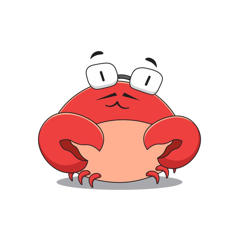 Cute crab character with mustache and glasses vector