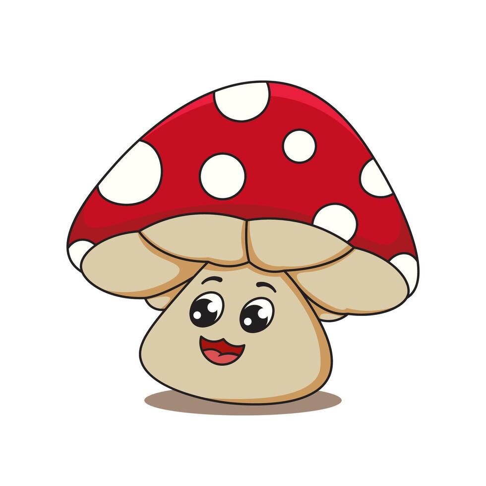 Cute mushroom character with big smile vector