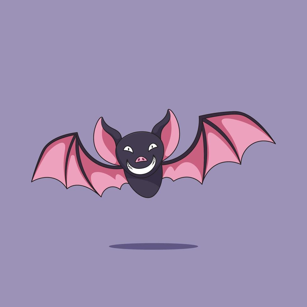 Scary bat character with big smile and big wings vector