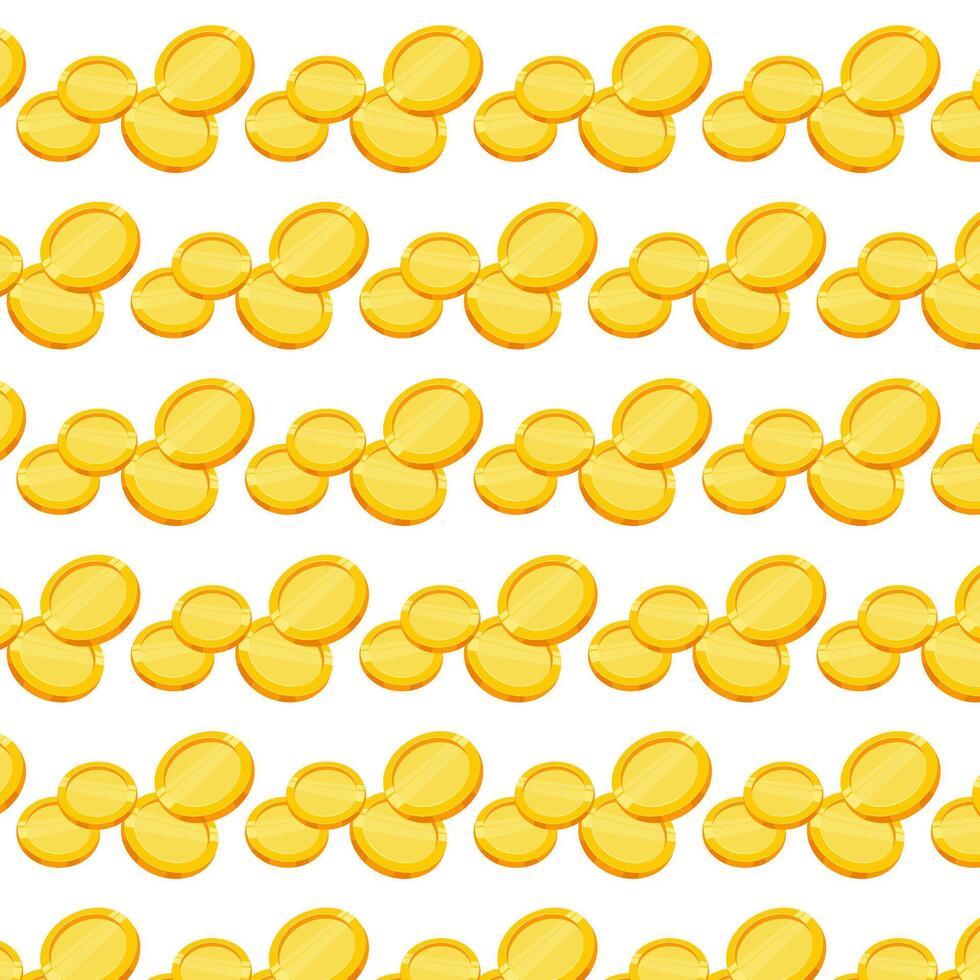 Seamless pattern background of rows of gold coins vector