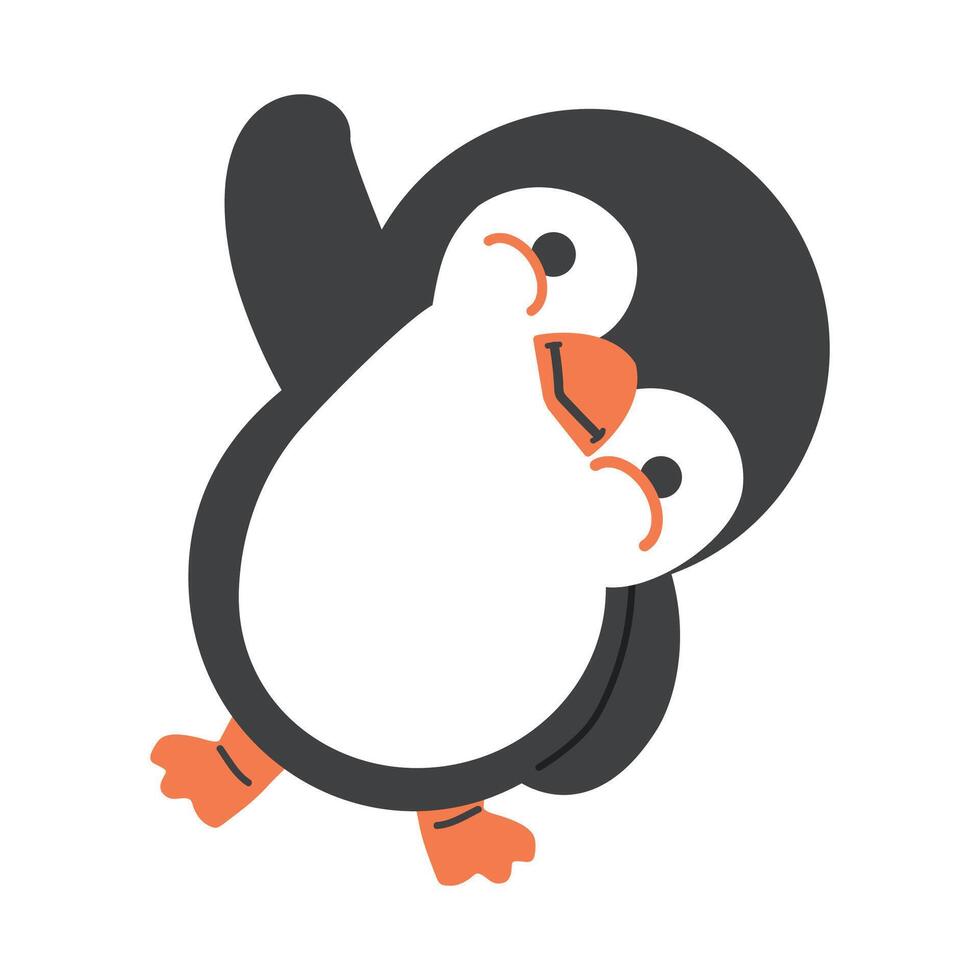 Cute penguin icon in flat style vector