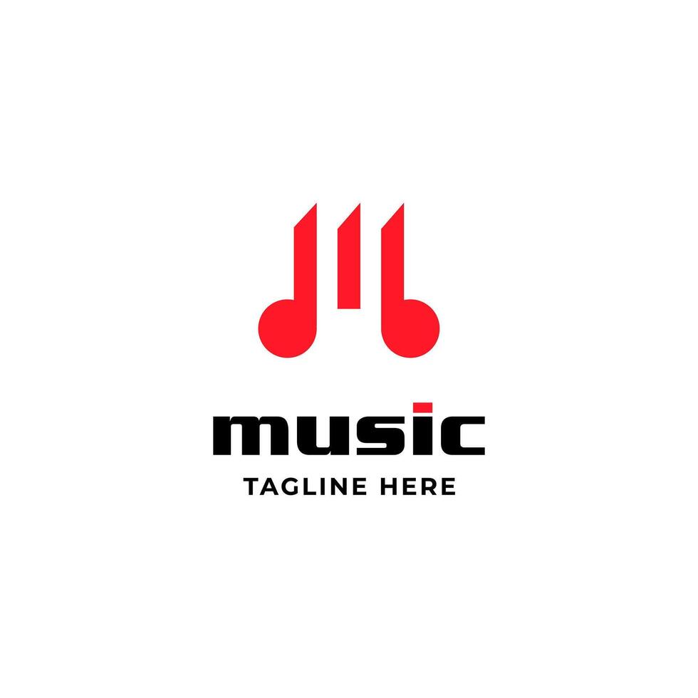 Initial Letter M with Note Music For Musician Band Logo Design vector