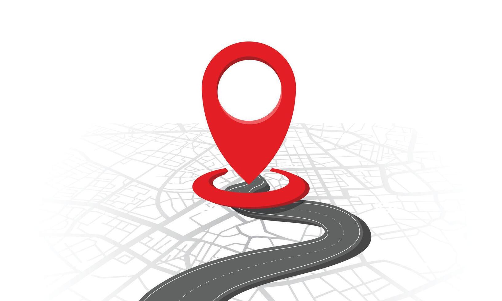 3d illustration of route map with location point vector