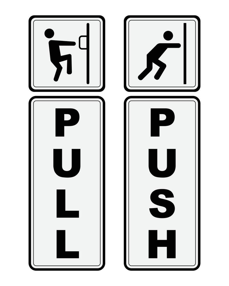 Pull and push sign stickers vector