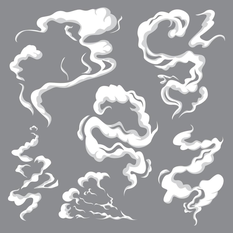Collection of different smoke illustration vector