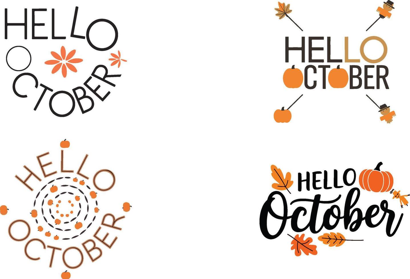well hello October lettering on wooden vector
