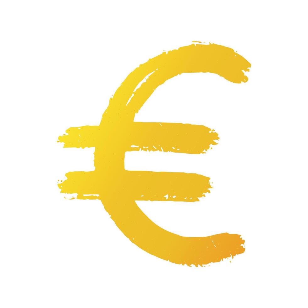 Hand drawn euro currency symbol. Brush stroke doodle. Single element for design vector