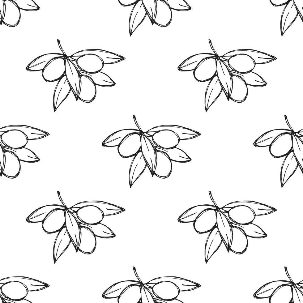 Seamless pattern with olive branches for decorative print, wrapping paper, greeting cards, wallpaper and fabric vector