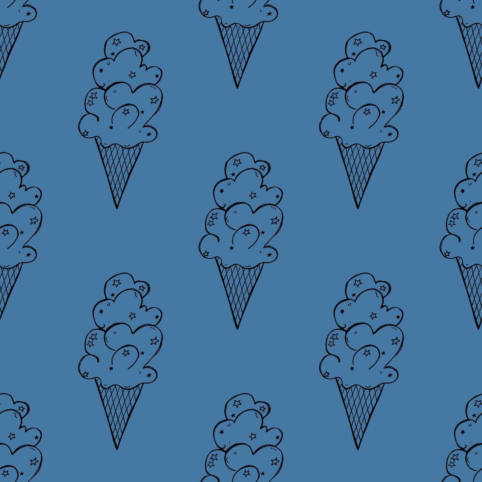 Seamless pattern with ice cream doodle for decorative print, wrapping paper, greeting cards, wallpaper and fabric vector