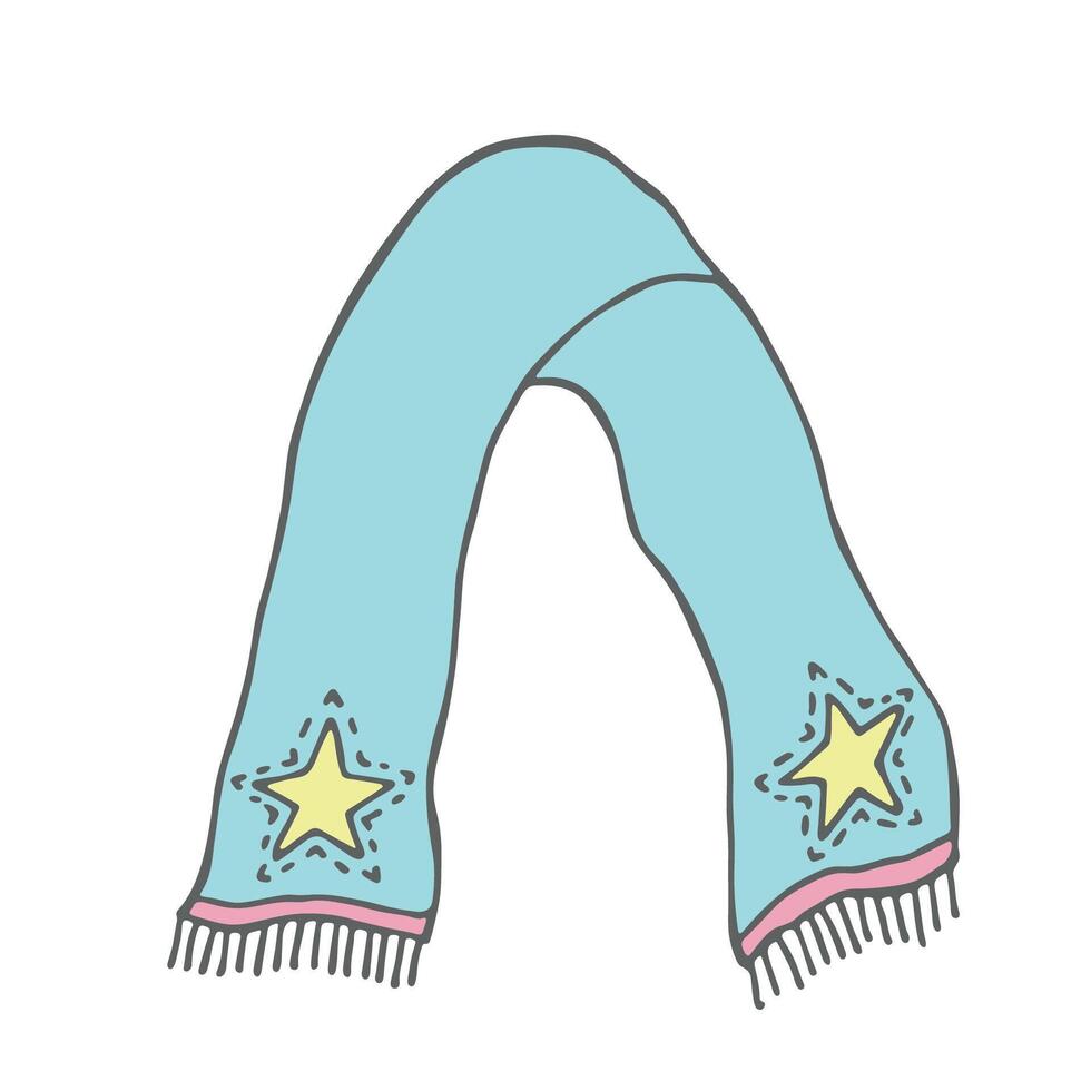 Knitted scarf doodle Hand drawn winter accessories Single design element for card, print, design, decor vector