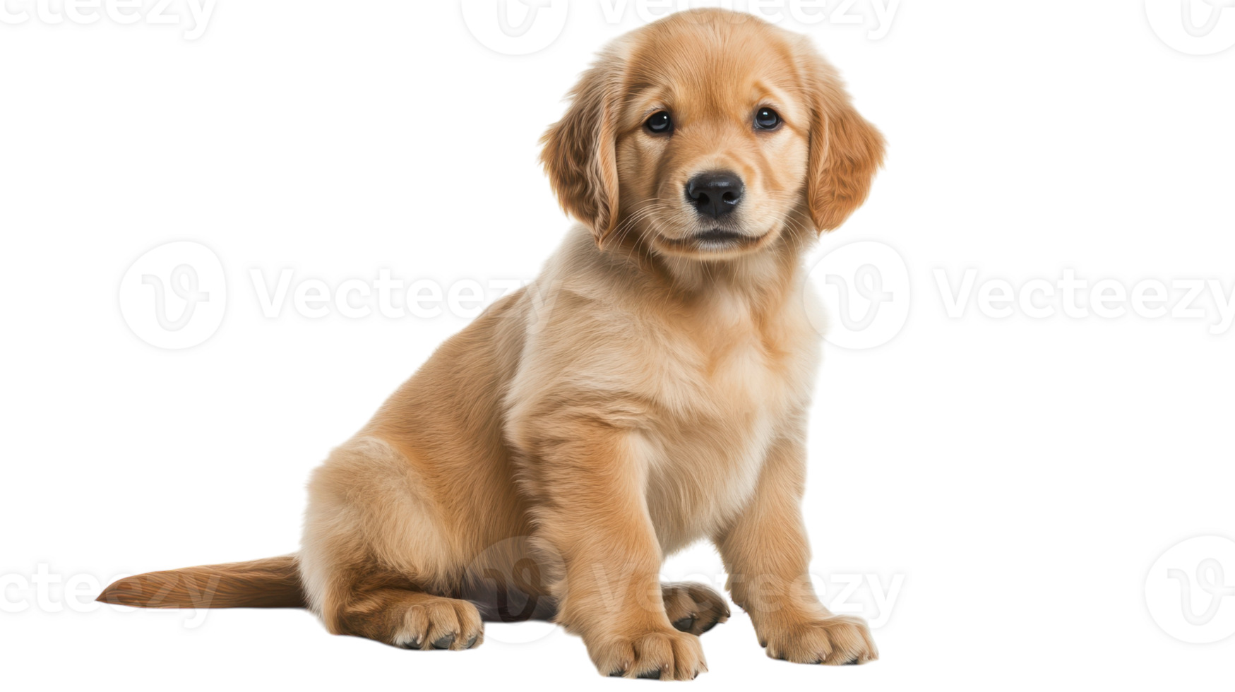 A golden retriever puppy sitting on a black background png