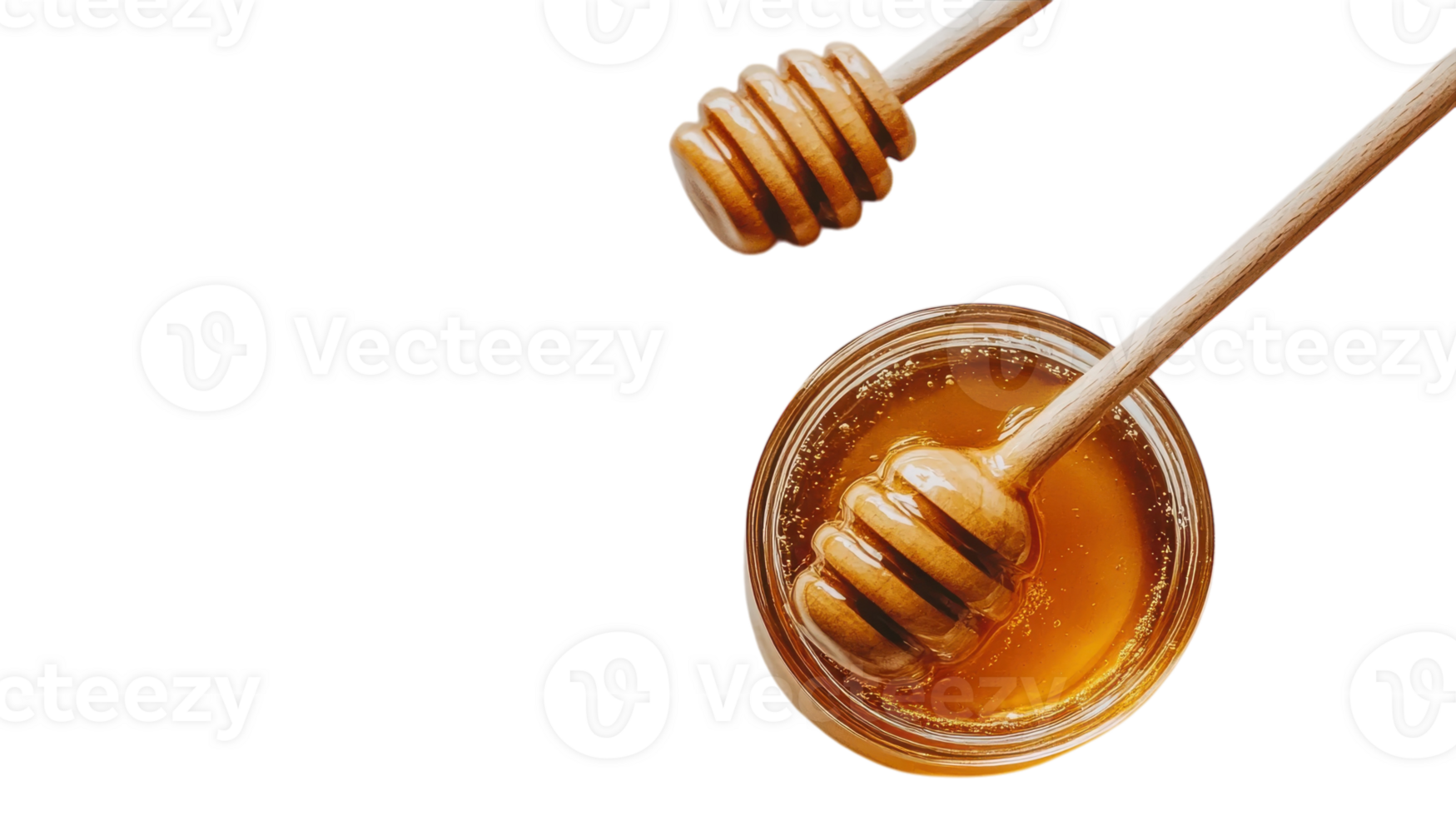 Honey and wooden spoon on black background png