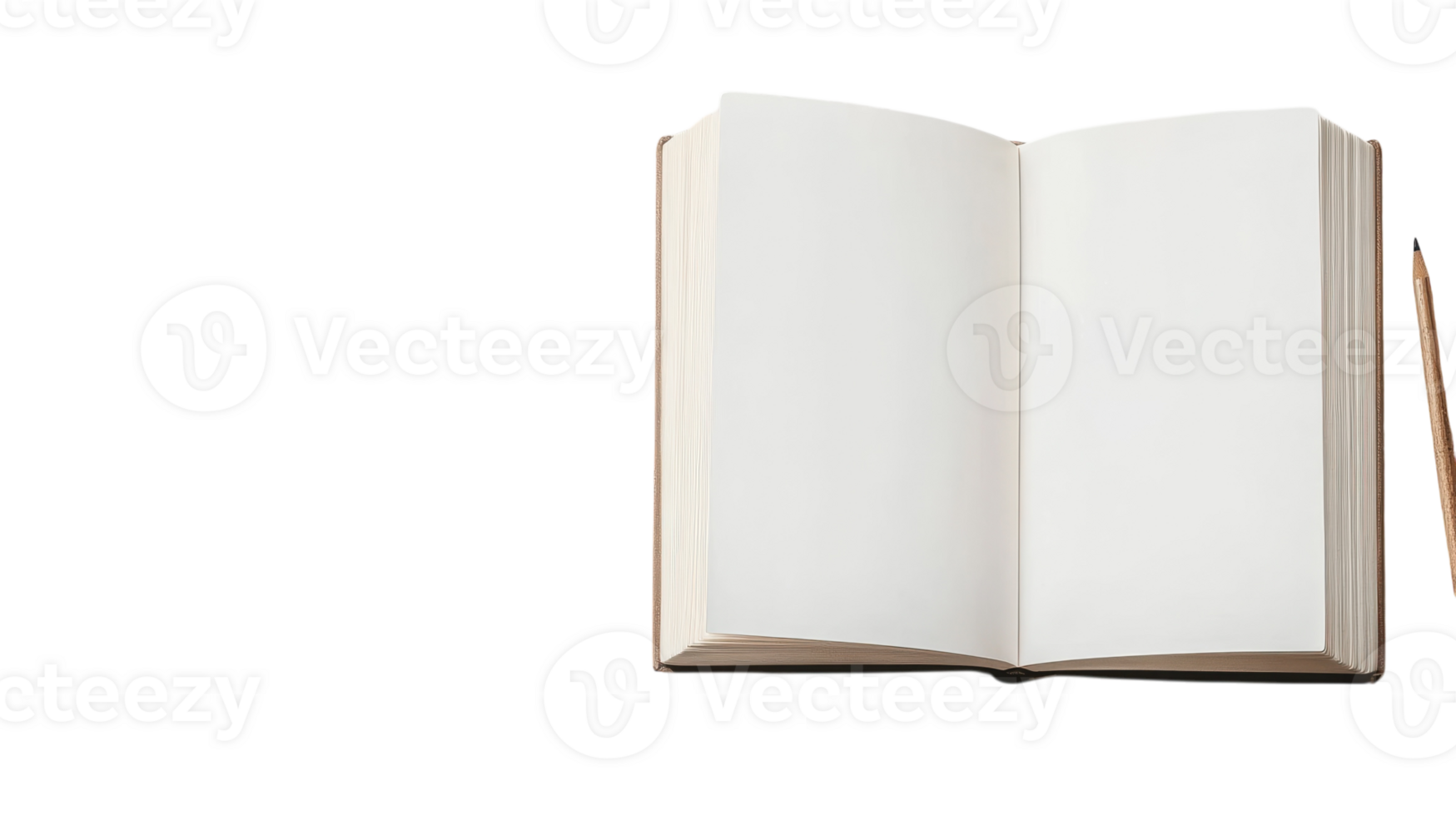 An open book with a pencil on a black background png