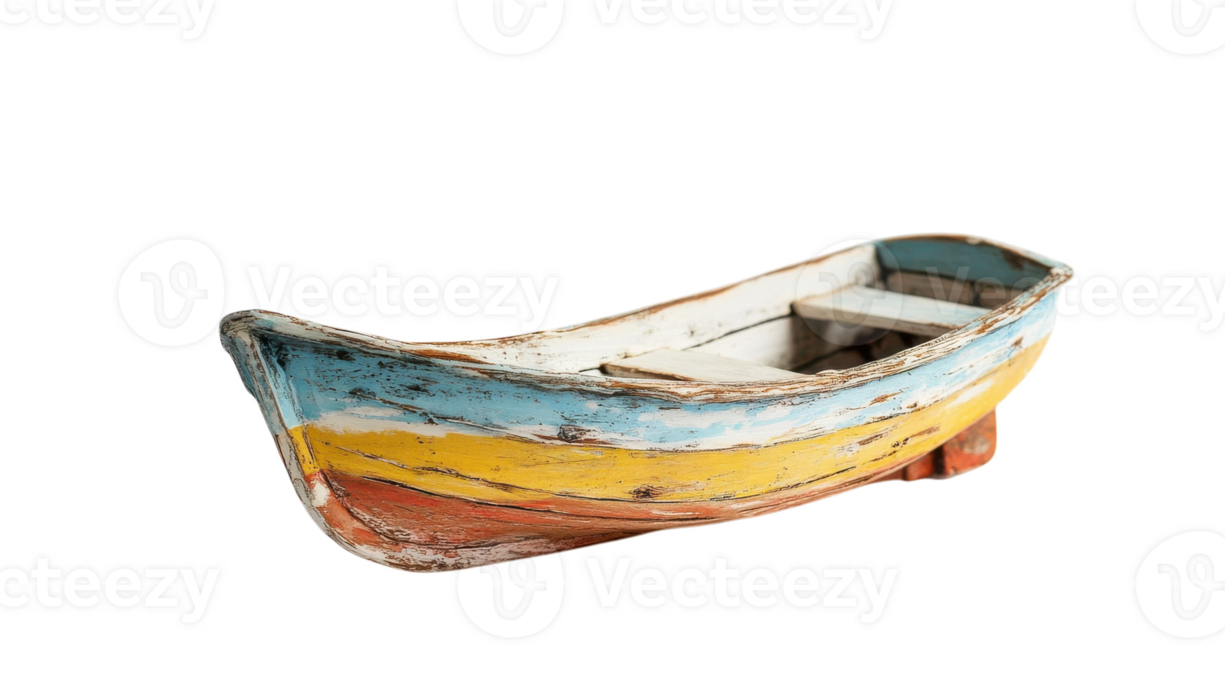 A small wooden boat with a colorful paint job png