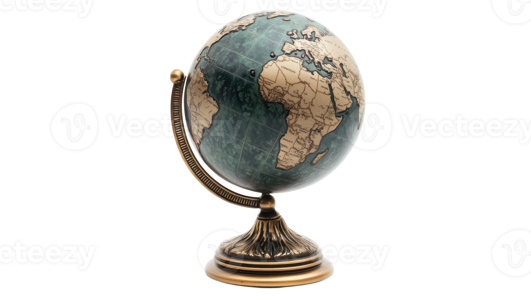 A globe on a stand with a black background png