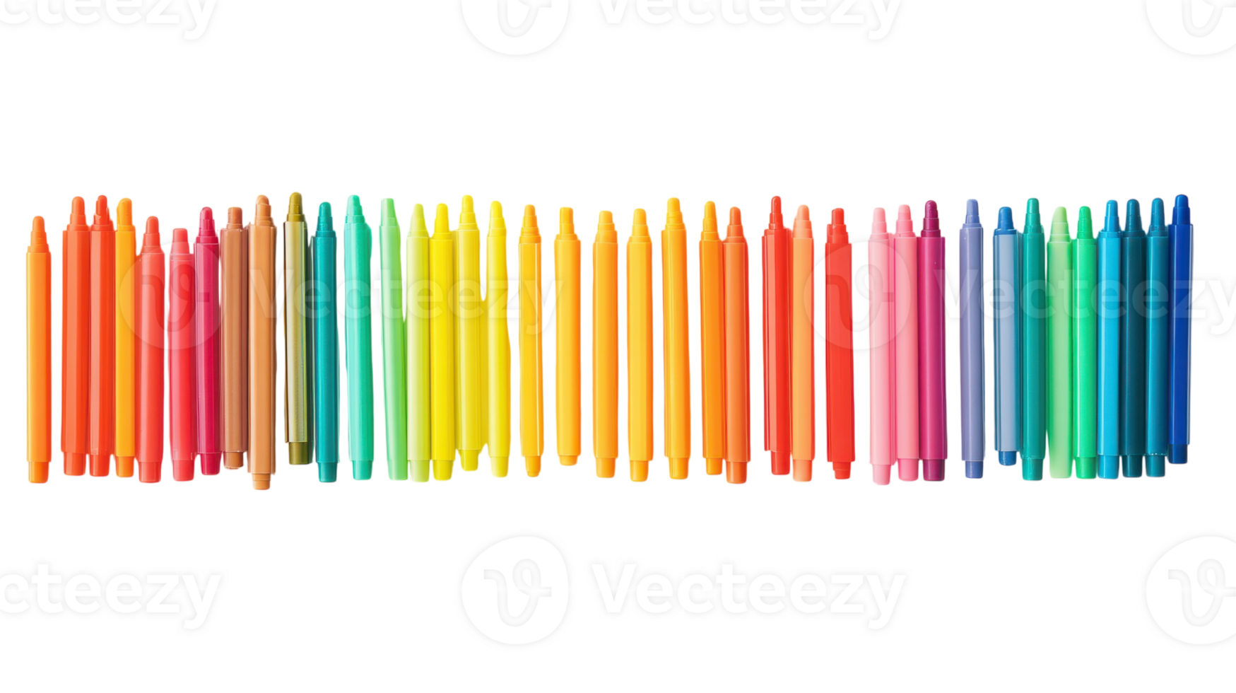 A rainbow of colored crayons are arranged in a row png