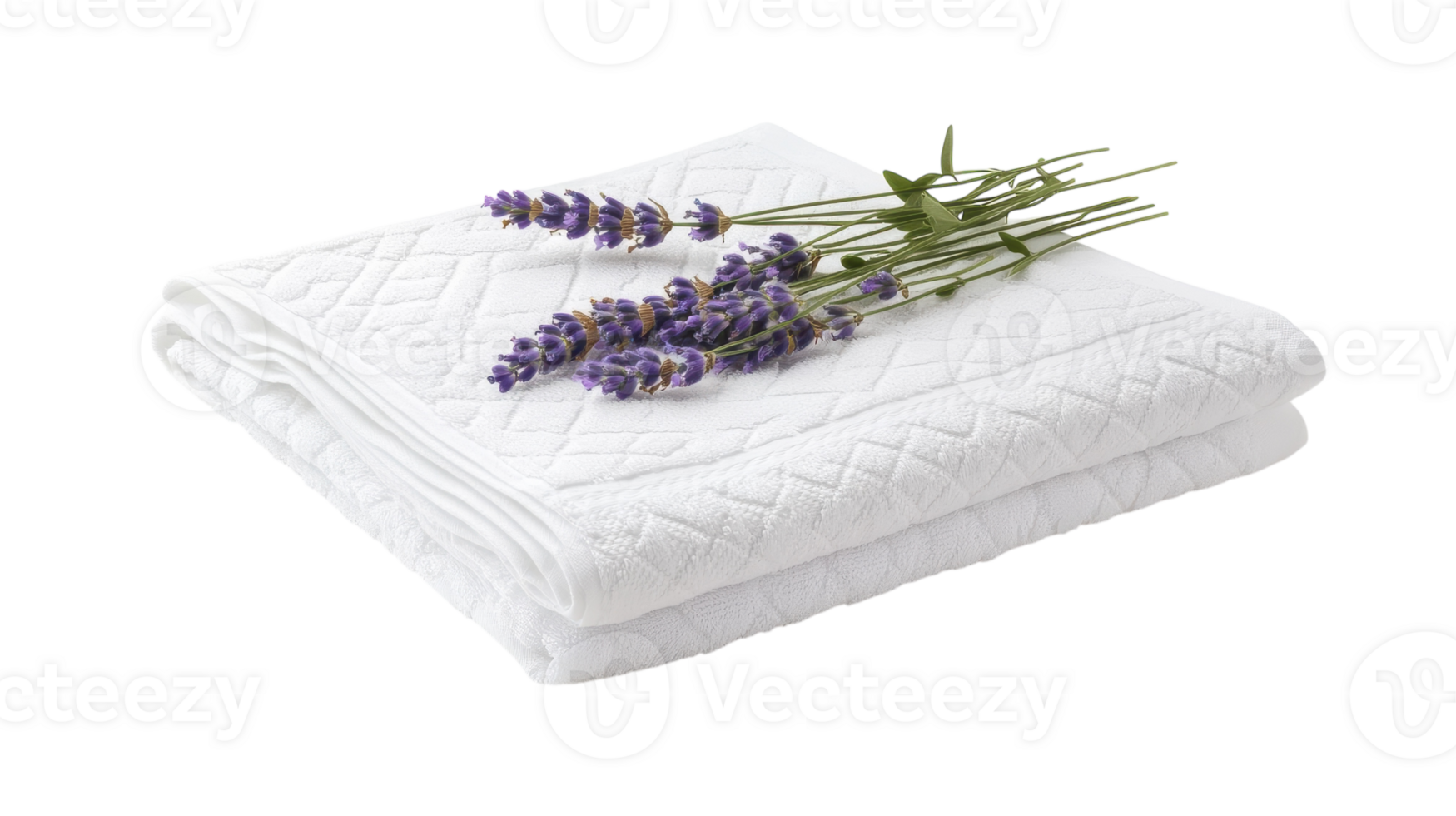 A white towel with lavender flowers on it png