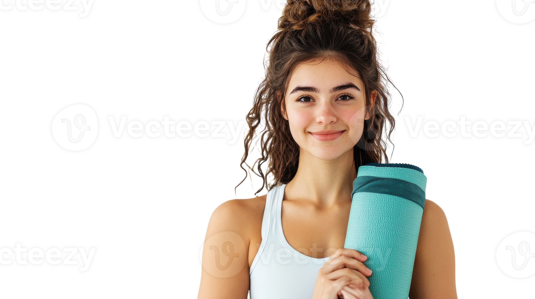 A young woman dressed as a yoga instructor demonstrating an active yoga pose in a serene environment, perfect for fitness promotions and wellness content.. png