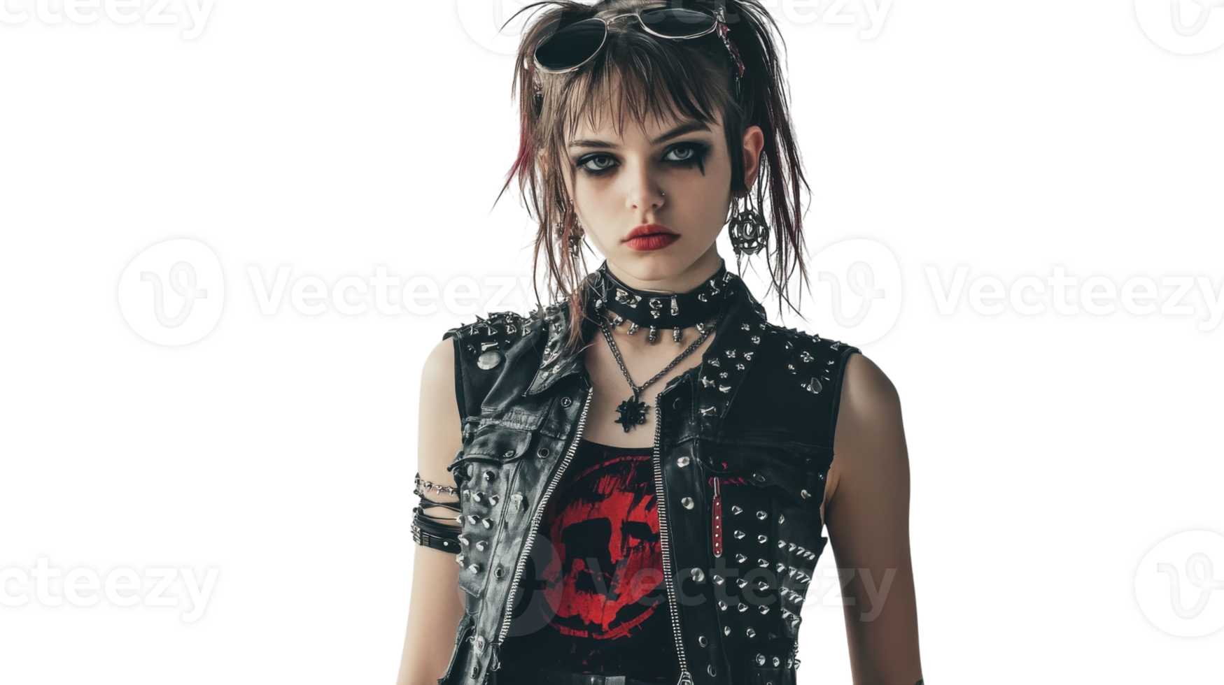 Stylish Girl in a Punk Rock Outfit Capturing the Essence of Punk Culture for Fashion and Music Events. png