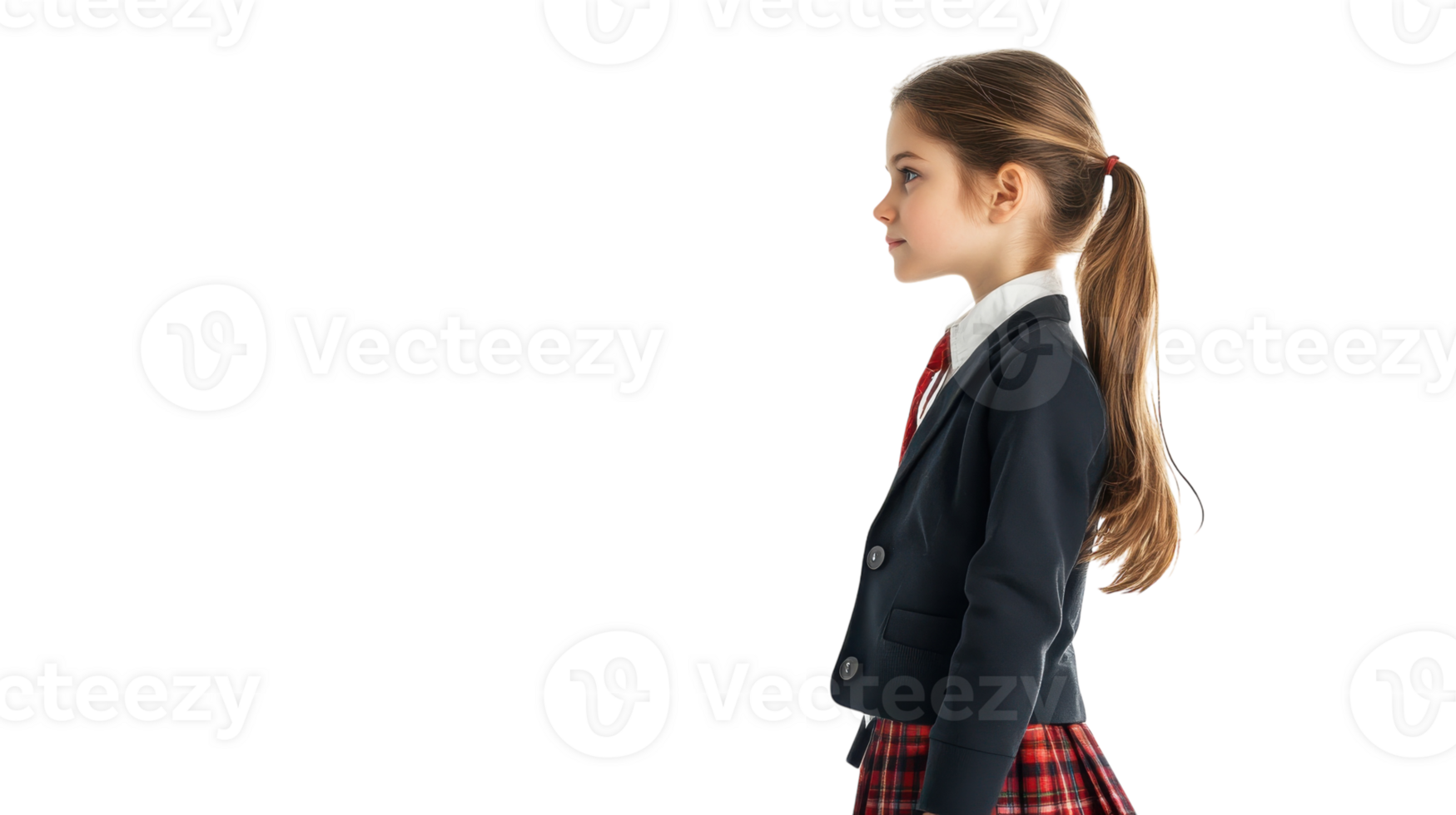 Cheerful Schoolgirl in a Uniform with a Plaid Skirt, Perfect for Educational Themes and School-related Projects. png