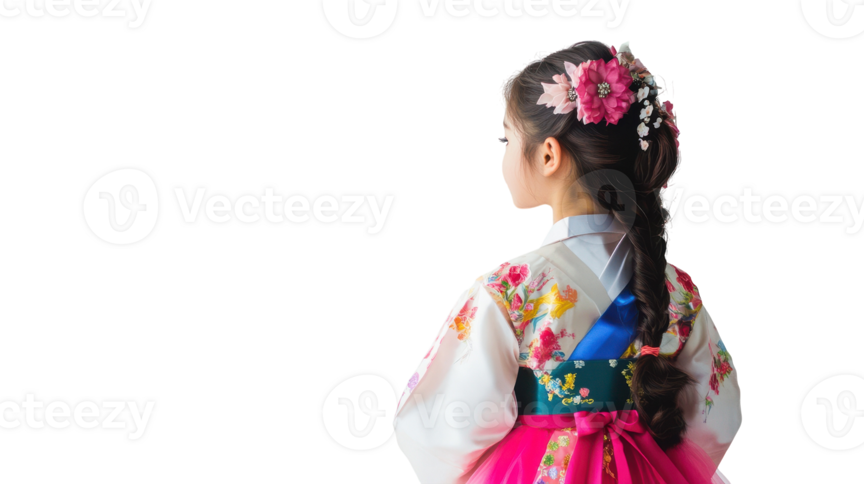 A Girl Wearing a Traditional Korean Hanbok, Showcasing Cultural Elegance and Historical Significance for Celebrations and Festivals. png