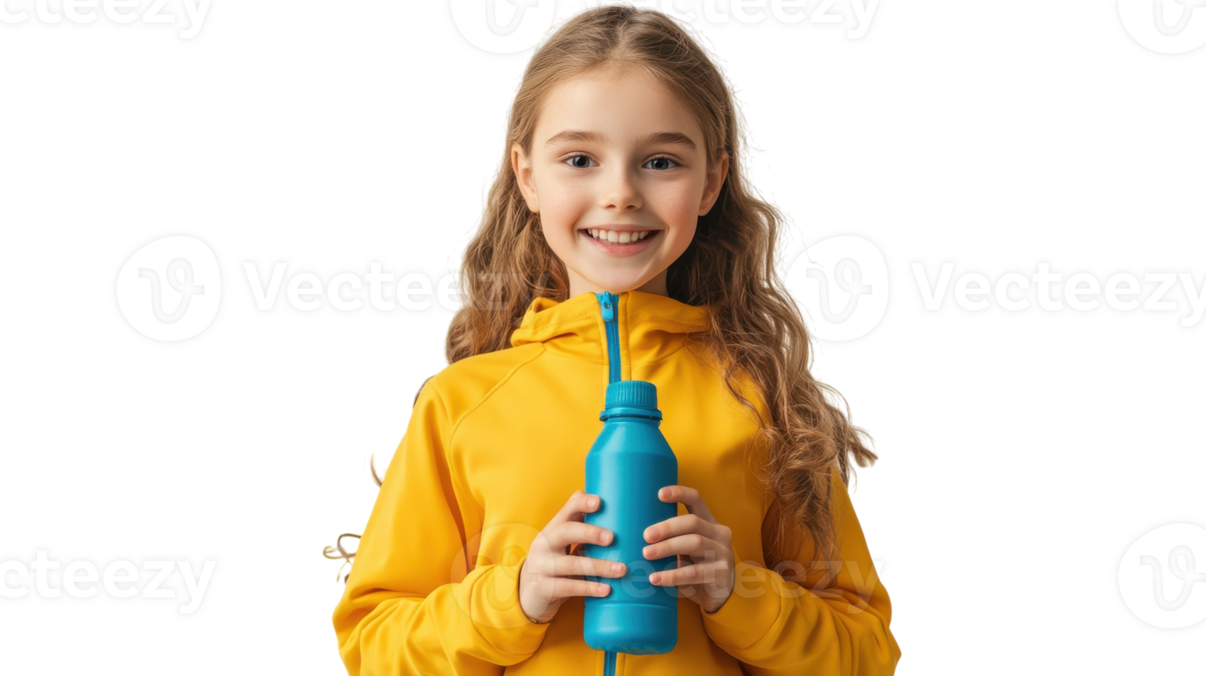 A girl in a sporty tracksuit holding a water bottle, ideal for fitness and lifestyle promotion showcasing hydration and active living through athletic apparel in a vibrant environment.. png
