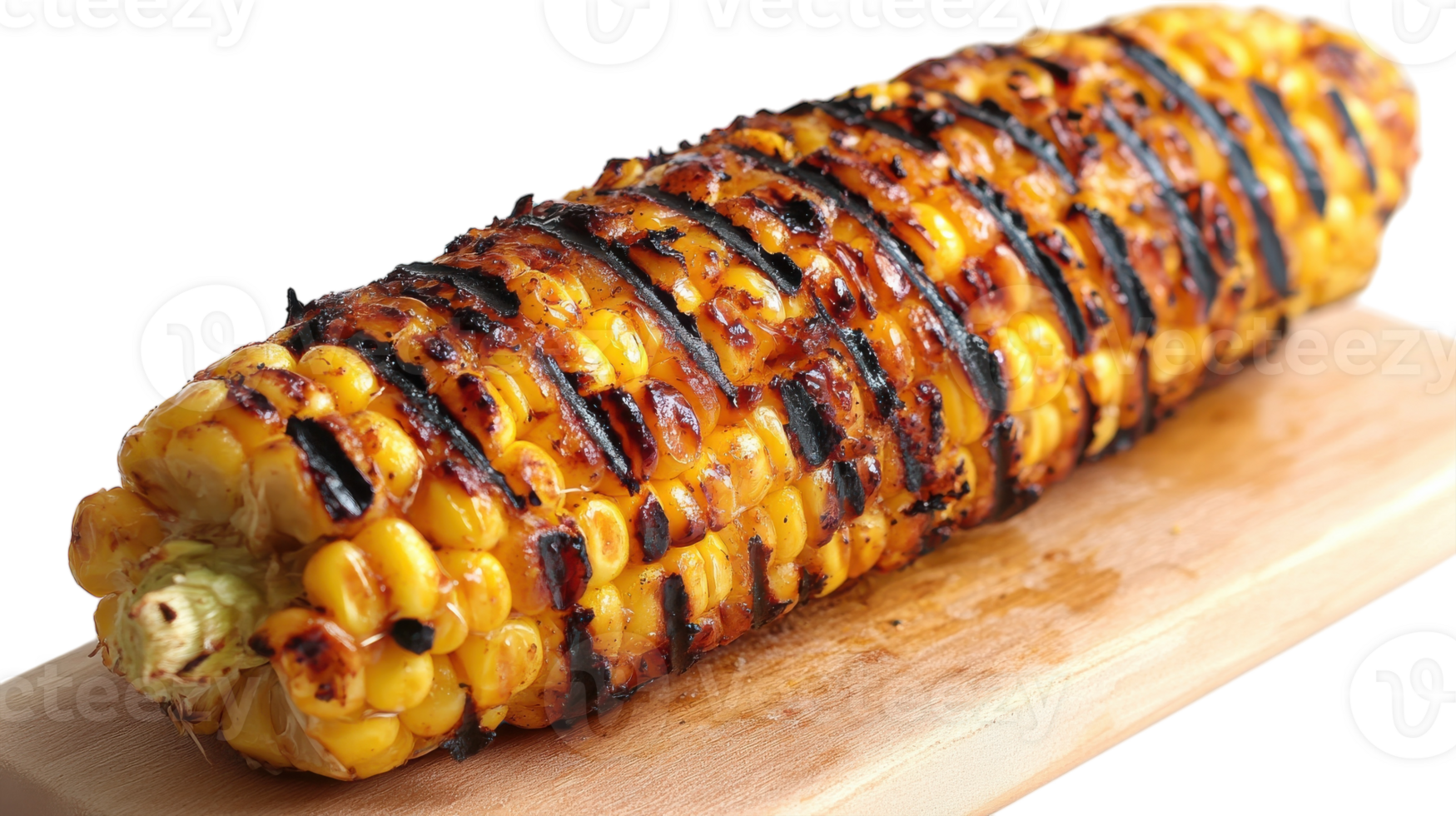 A Delicious Grilled Corn on the Cob Perfectly Served on a White Background, Ideal for Food Blogs and Recipe Sharing. png