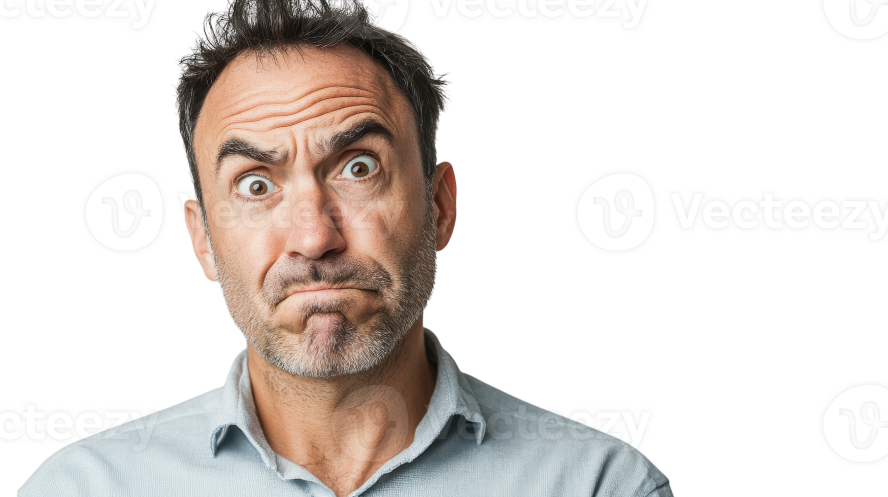 A Middle Aged Man Showing a Skeptical Look, Perfect for Depicting Doubt or Suspicion in Various Media Projects. png