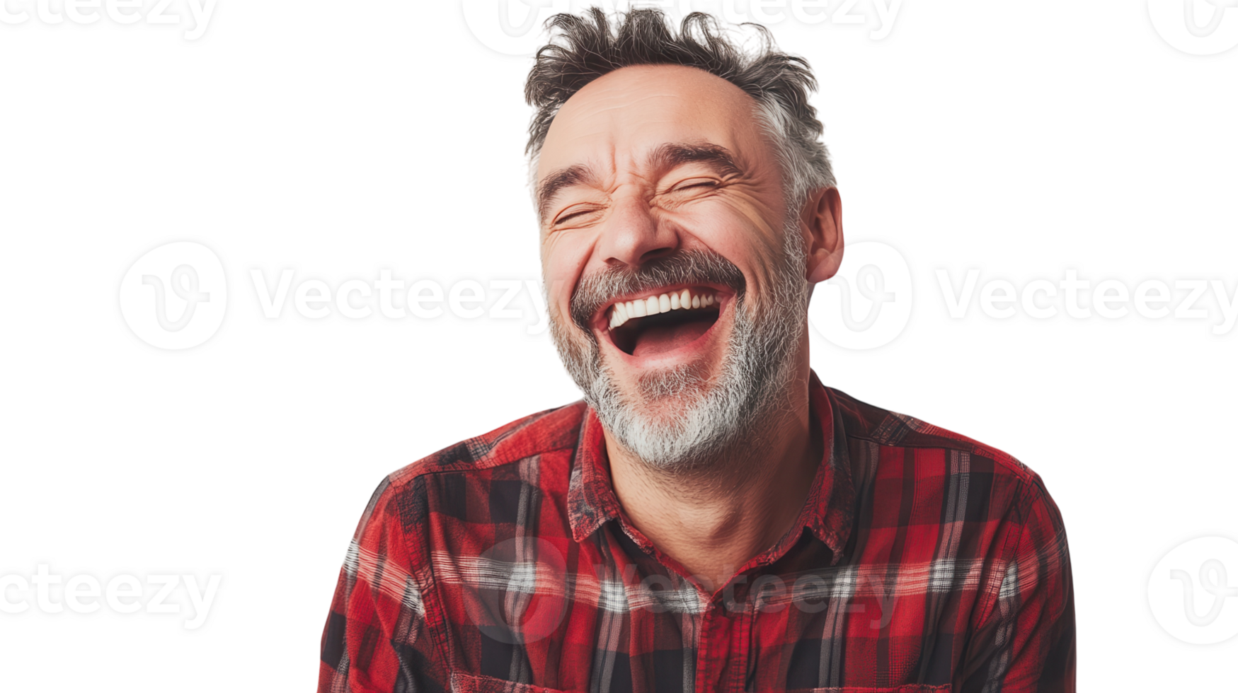 Middle Aged Man Expressing Joyful Laughter Perfect for Capturing Genuine Emotions in Social or Professional Settings. png