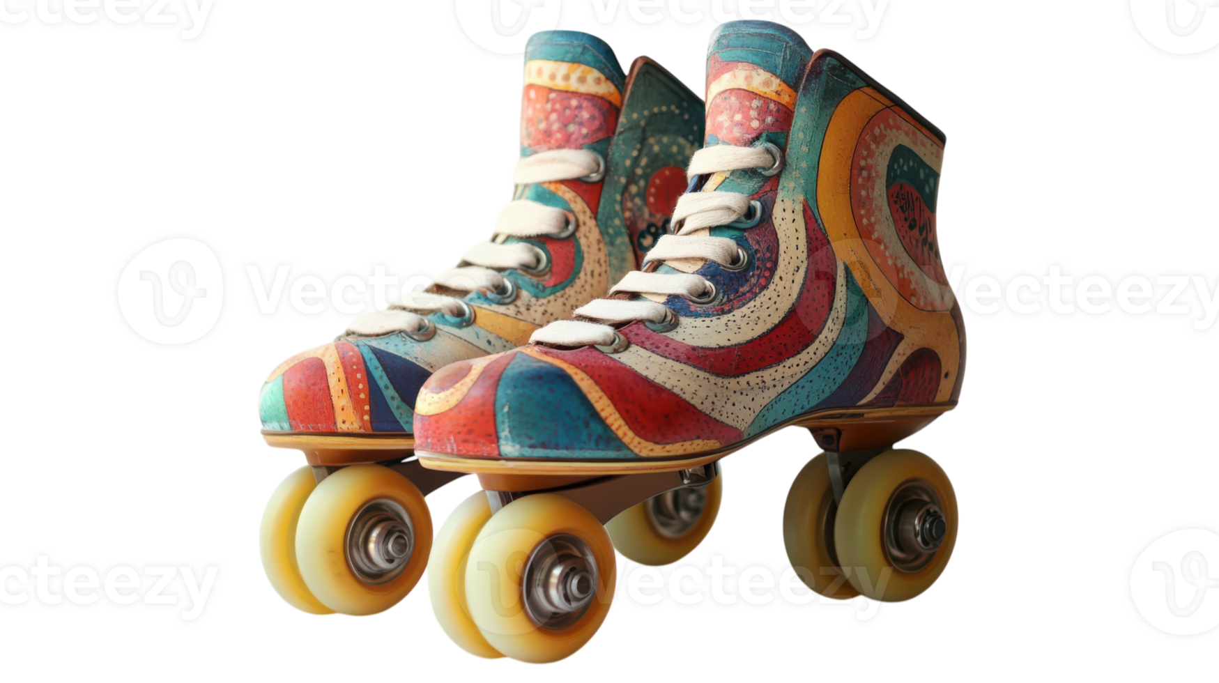 Stylish and Colorful Retro Roller Skates Perfect for Nostalgic Enthusiasts and Fashion Lovers Seeking Unique Footwear Options. png