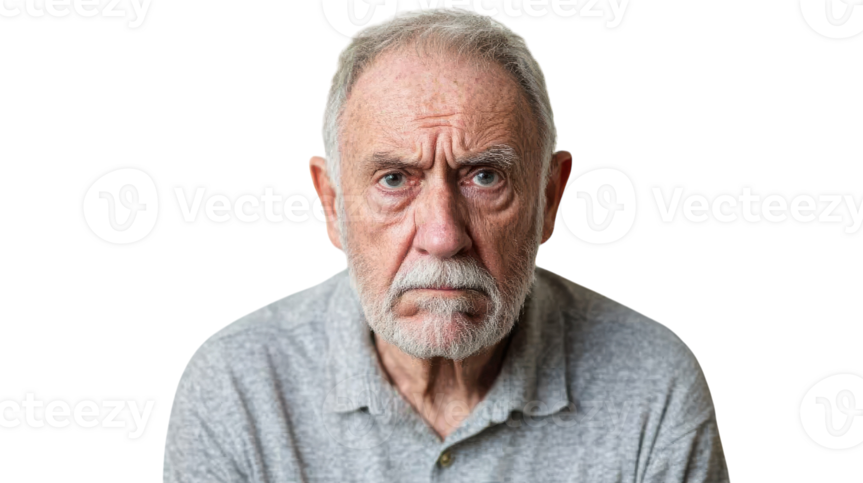 Emotional Portrait of a Senior Man Frowning in Disappointment, Perfect for Illustrating Themes of Aging and Reflection in Personal Narrative Projects. png
