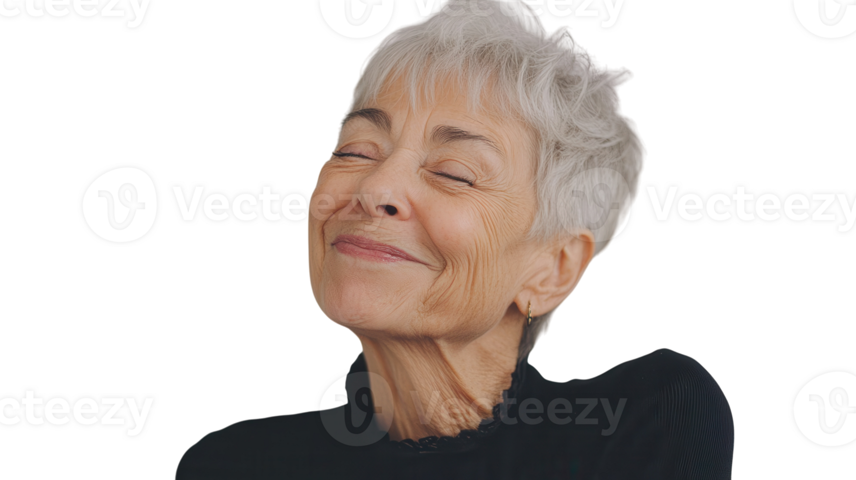 Playful Senior Woman Winking for Creative and Engaging Projects. png
