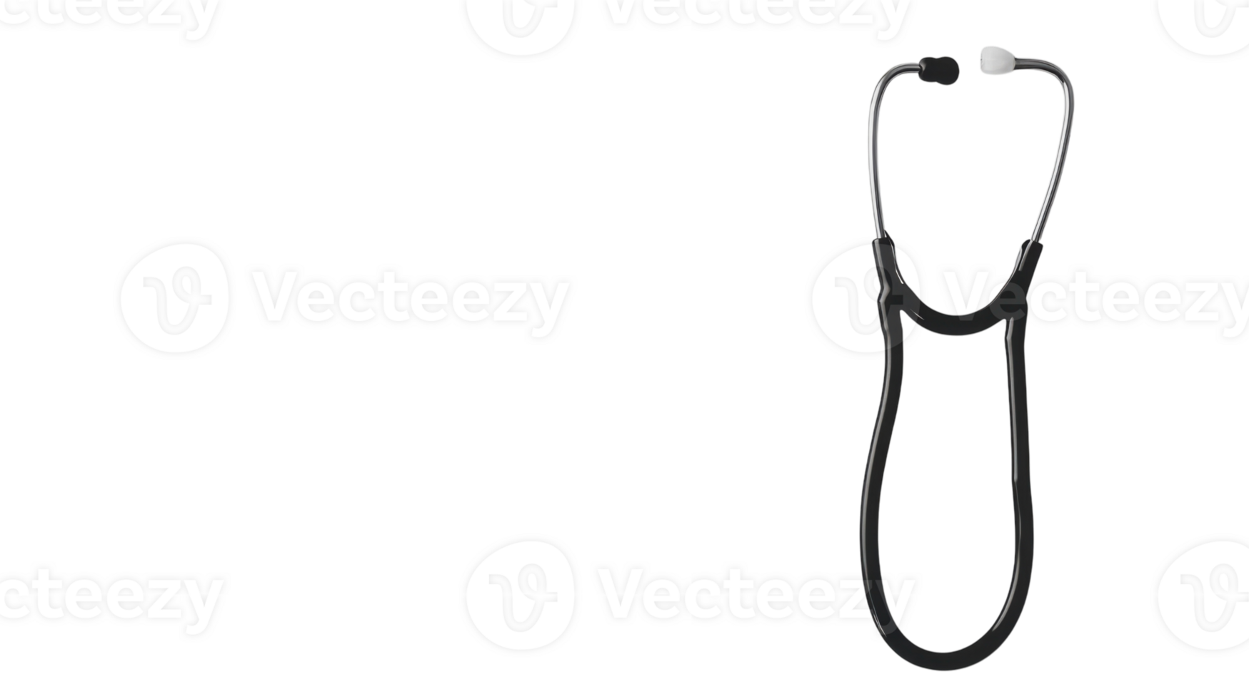 A Shiny Black Stethoscope on a Solid White Background Perfect for Medical Illustrations and Healthcare-Related Designs. png