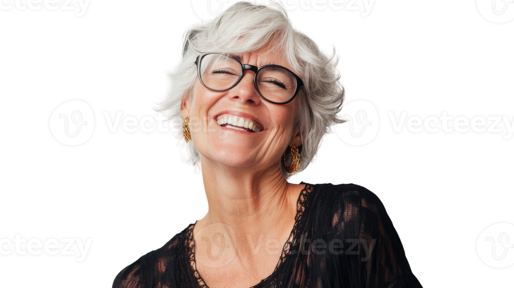 Cheerful Senior Woman Winking Playfully, Perfect for Fun and Light-hearted Campaigns or Social Media Posts. png