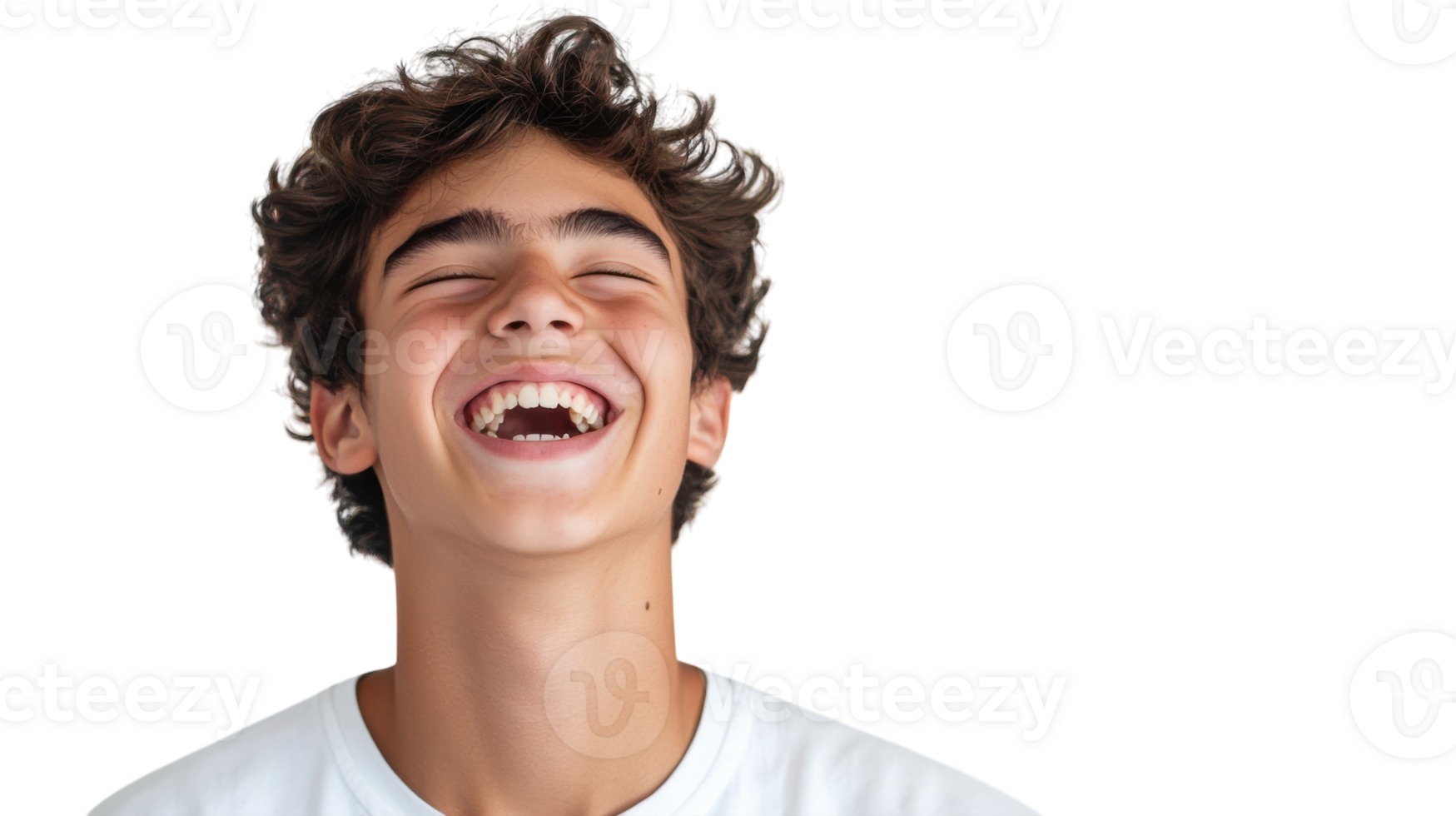 A Cheerful Teenage Boy Laughing Sheepishly on a White Background, Perfect for Expressing Joy and Youthful Emotions in Various Creative Projects. png