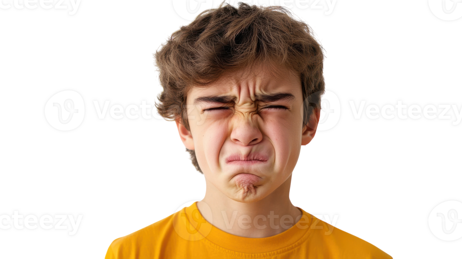 Expressive Portrait of a Teenage Boy Displaying Disgust Emotion, Perfect for Illustrations Related to Teen Attitudes and Reactions. png