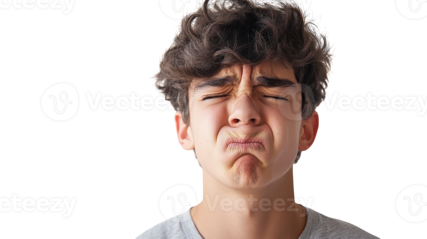A Teenage Boy Exhibiting Disgust with a Wrinkled Forehead, Perfect for Illustrative Purposes in Emotional or Adolescent Theme Projects. png